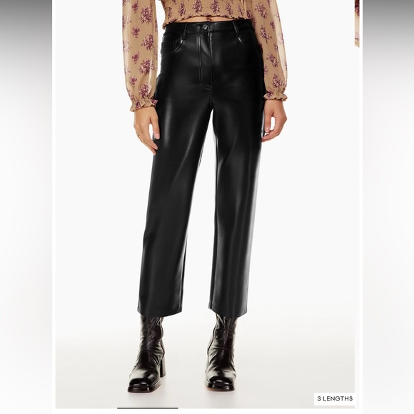 Aritzia Wilfred Cropped Melina Black Vegan Leather pants size 4 - Picture 3 of 11